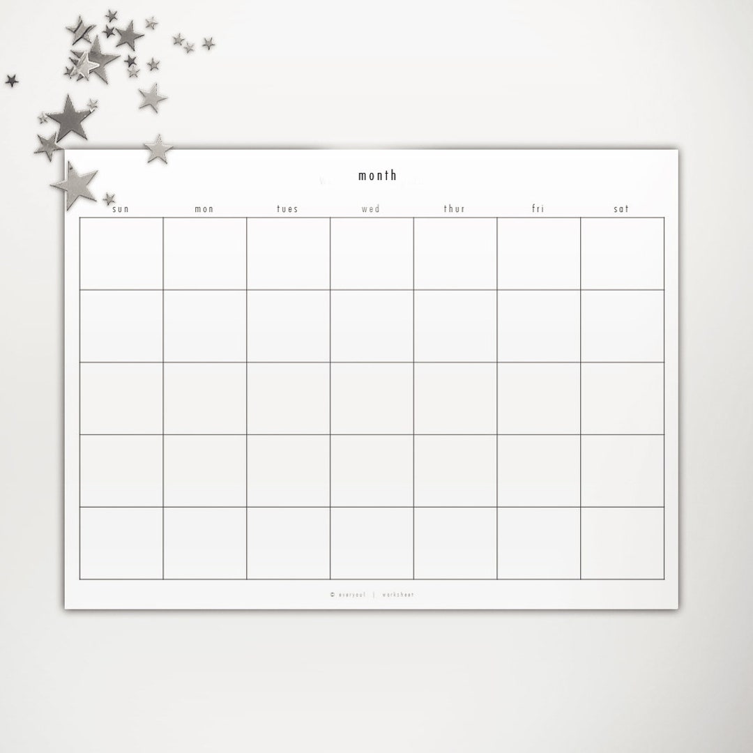 Diy Monthly Calendar Landscape Templates Diy Custom Planner - Etsy