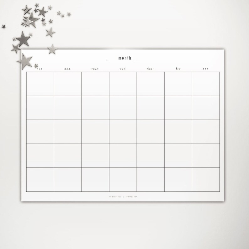 Diy Monthly Calendar Landscape Templates Diy Custom Planner Etsy