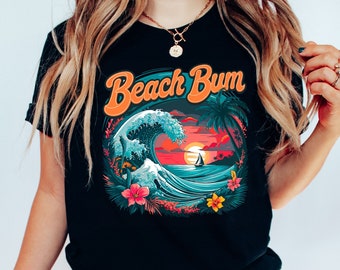 Beach Bum Beach T-Shirt, Summer Beach Shirt, Retro Beach T-Shirt, Beach Bum, Summer Vacation Shirt