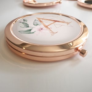 Compact Mirror For Her, Rose Gold Monogram Pocket Mirror For Woman, Mom or Teacher, Bridal Shower Gift or Baby Shower Gift, Hosting Gift