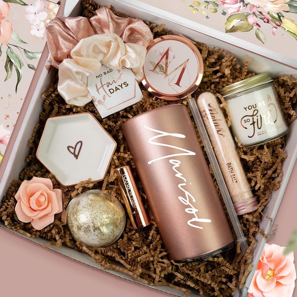 Happy Birthday Gift Box For Her, Personalized Birthday Box With Spa Gift Set For Women, Custom Birthday Gifts For Mom, BFF Best Friend (HB1)