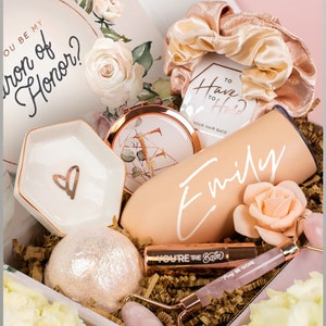 Blush Bridesmaid Proposal Box, Pink Will You Be My Bridesmaid Box Set, Dusty Rose Mauve or Peach Wedding Bridesmaid Asking Gift (PB1)
