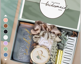 Sage Bridesmaid Proposal Gift Box with Personalized Bridesmaid Gifts, Green Will You Be My Bridesmaid Box Set with Bridal Party Gifts (BE1)