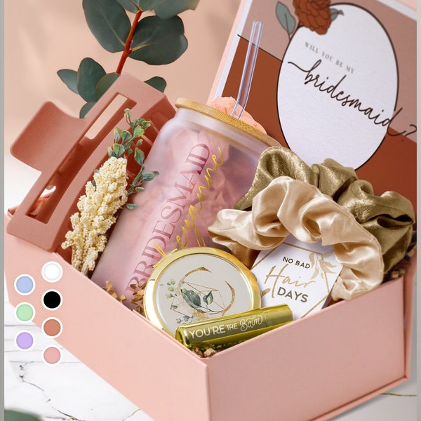 Bridesmaid Proposal Box with Personalized Bridal Party Gifts, Will You Be My Bridesmaid Box Set in Terracotta, Sage, Lavender, or Pink (BE1)
