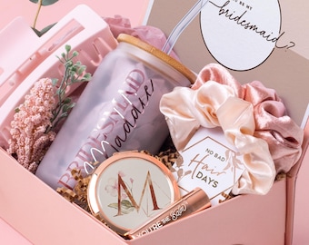 Bridesmaid Proposal Box for Personalized Will You Be My Maid of Honor Proposal, Matron of Honor Gift in Blush, Terracotta, Blue, Sage (BE1)