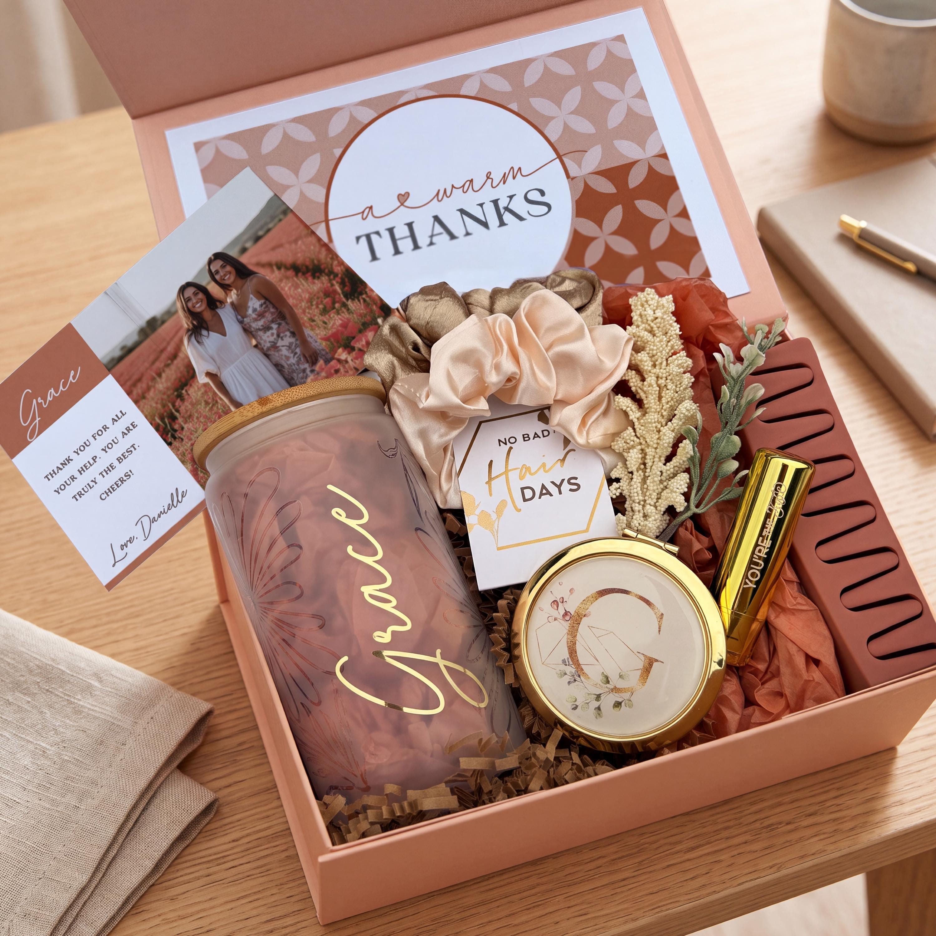 Thank You Gift Box Set for Her with Personalized Glass Tumbler (TY2)