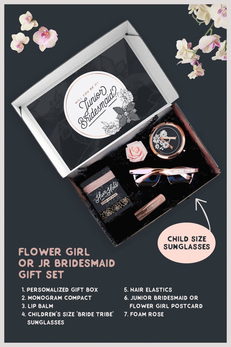 Themed Junior Bridesmaid Proposal Box with Jr Bridesmaid Gift Set, Will You Be My Junior Bridesmaid Gift with Jr Bridesmaid Box Set JB1 image 1