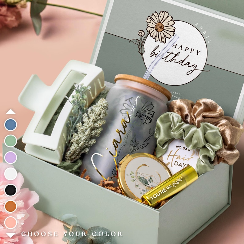 April, May or June Birth Flower Gift Box for Her, Birthday M
