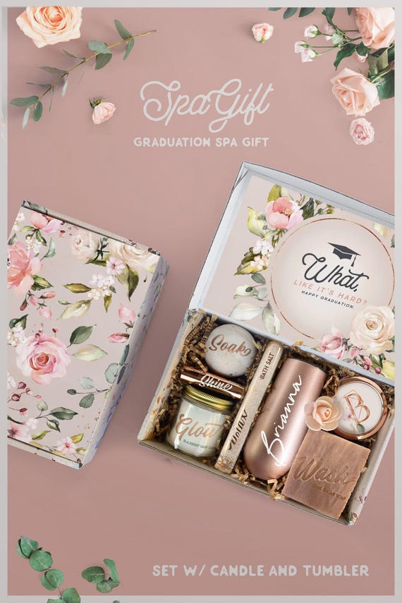 Time To Relax Graduation Spa Gift Set For Her, College Class of 2024 Graduation Gift Box for Best Friend, Daughter, Teacher or Student (GH1)