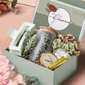 Sage Bridesmaid Proposal Gift Set for Wedding Party or Maid of Honor Thank You with Personalized Tumbler, Scrunchies, Hair Claw in Box (BE1)