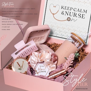 Best Nurse Ever Set for Coworker Friend, Nurses Week Gift Box, Bulk Nursing Staff, Thank You Staff, Preceptor, PA, NP, NCLEX, Gift Set (NS3) STYLE, Blush