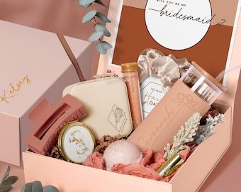 Will You Be My Bridesmaid Spa Set in Terracotta, Bridesmaid Proposal Gift with Personalized Bridal Party Box, in Blush, Sage, or Blue (BE1)
