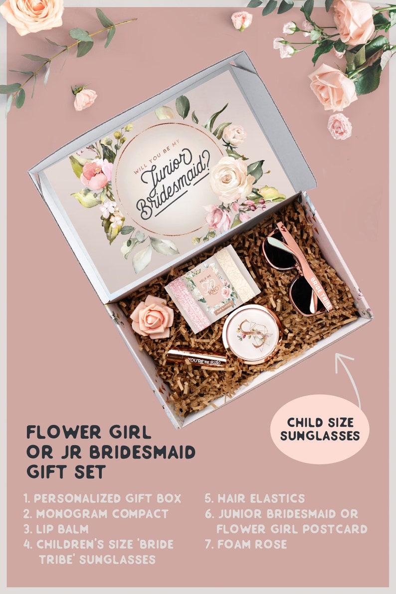 Themed Junior Bridesmaid Proposal Box with Jr Bridesmaid Gift Set, Will You Be My Junior Bridesmaid Gift with Jr Bridesmaid Box Set JB1 image 3