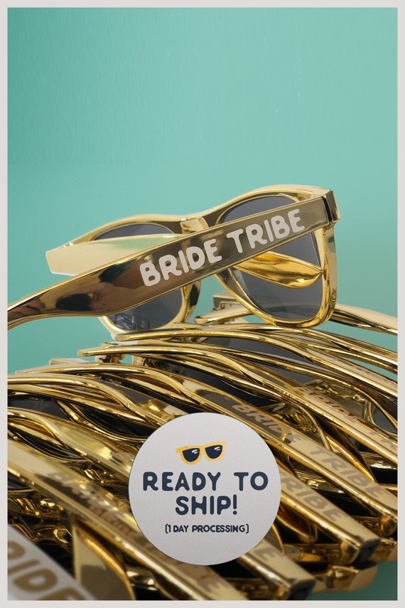 Gold Bachelorette Sunglasses Set, Bachelorette Party Sunglasses Set, Bridesmaid Sunglasses, Bride Tribe Sunglasses For Party Favor Gift