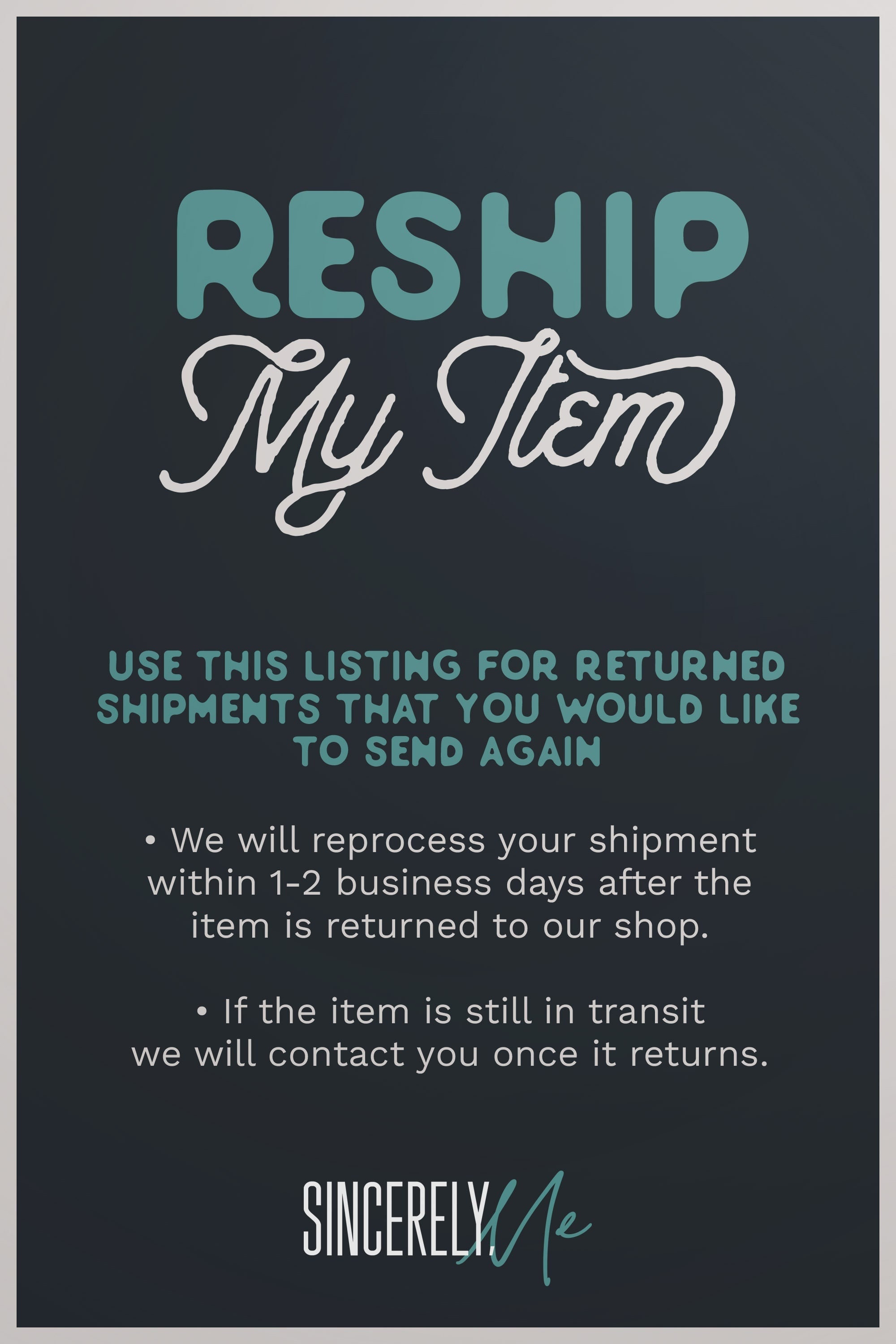 Reship My Items Used for Incorrect Addresses and Etsy