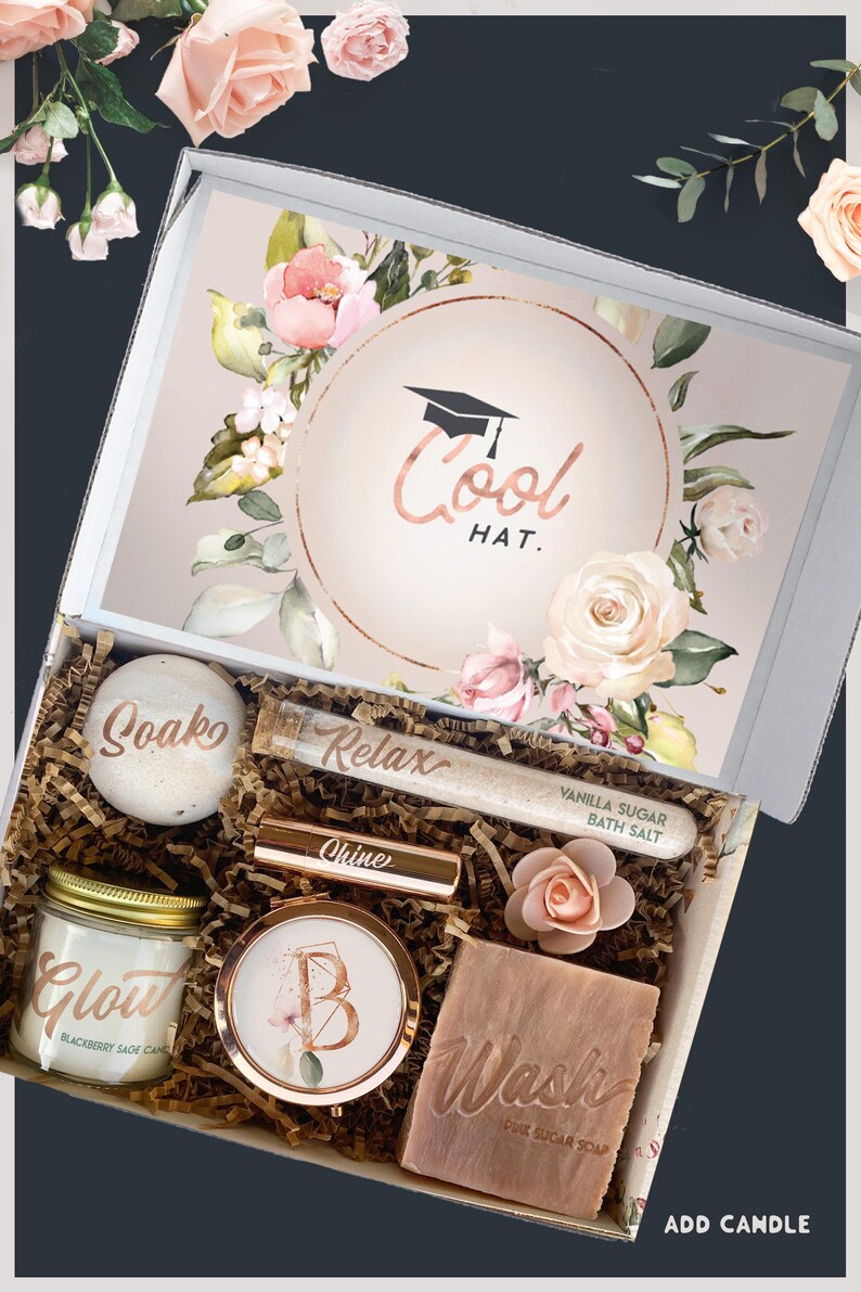 Time To Relax Graduation Spa Gift Set For Her, College Class of 2024 Graduation Gift Box for Best Friend, Daughter, Teacher or Student (GH1) BlckberrySage Candle