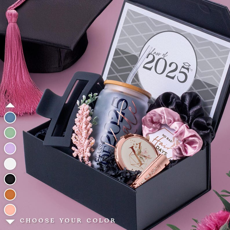 Graduation Gift For Her For College or High School Class of 2025, Teacher Graduation Gift Box, Daughter Congrats for PHD, Masters, DR (GH2) CHIC, Black