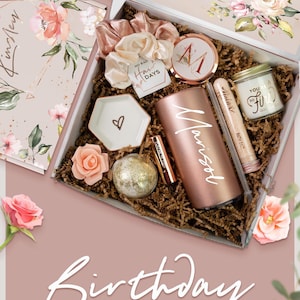 Happy Birthday Gift Box For Her, Personalized Birthday Box With Spa Gift Set For Women, Custom Birthday Gifts For Mom, BFF Best Friend (HB1) imagem 1