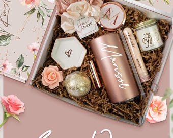 Happy Birthday Gift Box For Her, Personalized Birthday Box With Spa Gift Set For Women, Custom Birthday Gifts For Mom, BFF Best Friend (HB1)