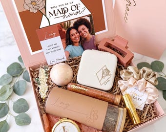 Maid of Honor Proposal Box or Will You Be My Matron of Honor Gift Set (BE1)