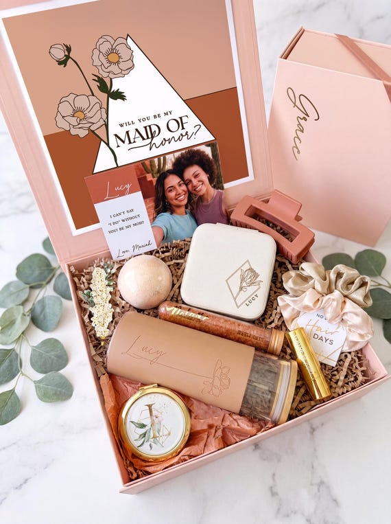 Maid of Honor Proposal Box or Will You Be My Matron of Honor Gift Set (BE1)