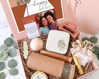 Birthday Self Care Package, Best Friend Photo Birthday Gift Box Idea with Birth Flower (HB3)