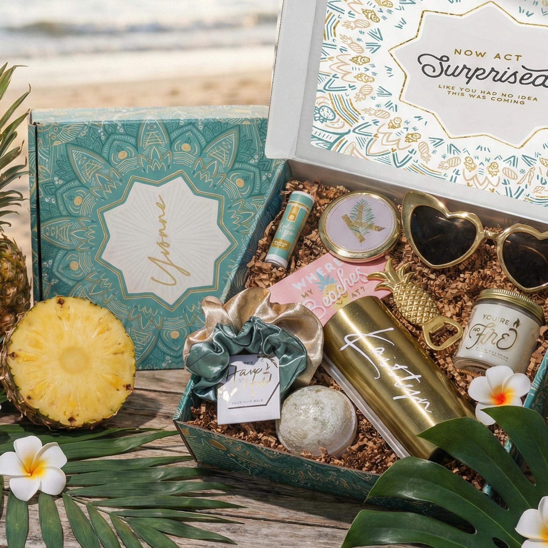 Tropical Bridesmaid Proposal Box for a Beach Wedding in 