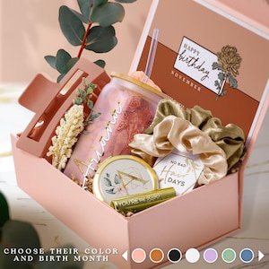 July Birthday Flower Gift Box for Her, Birth Month Gift Idea, Personalized Birthday Gift, Flower Coffee Cup for Best Friend or Mom (HB3)