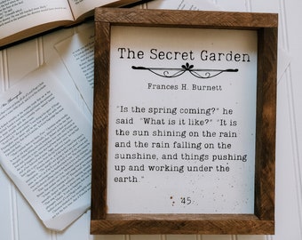 Secret Garden Quote| Book Page Sign| Literary Quote Signs