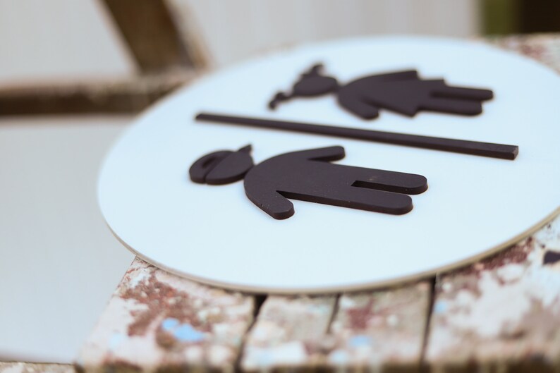 Kids Bathroom Sign Boy & Girl Bathroom Sign Round Bathroom Etsy