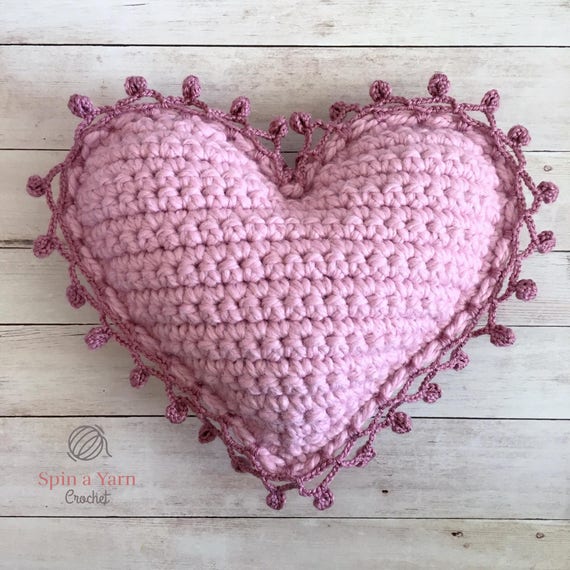 Heart Pillow Crochet Pattern Etsy