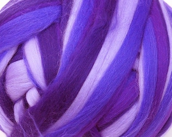 100g Fine Merino Roving Wool Blend Blue Purple Lavender for Wet Nuno Needle Felting Spinning Weaving Knitting, Color 1158