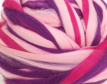 100g Fine Merino Roving Wool Purple Pink Fuchsia Blend for Wet Nuno Needle Felting Spinning Weaving Knitting, Color 1198