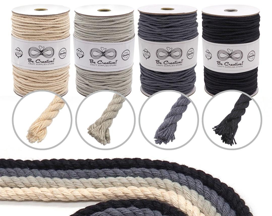 3. Lay Rope 4mm Cotton Macrame Rope - 3-ply Cord, 150m Cord - Off-white/light and ...