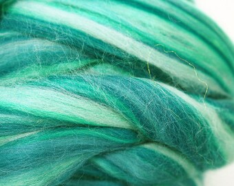 100g Fine Merino Roving Wool Blend Mint Teal Blue Turquoise for Wet Nuno Needle Felting Spinning Weaving Knitting, Color Harmony