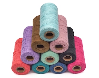 Fil de chaîne - ficelles à tisser - cordon 2 épaisseurs de 1 mm - fil de coton - corde en macramé - couture de cuir - chaîne colorée - kit de tissage - crochet