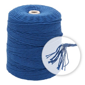 May include: A spool of blue cotton cord, wound tightly. The cord is made of 100% cotton and is ideal for crafting projects.
