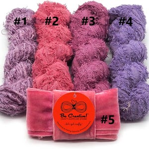 Kit de textiles mélangés rose - fil de soie sari - ruban de coton à frisottis - ruban de velours - feutrage - macramé - filage - tricot - tissage - décoration