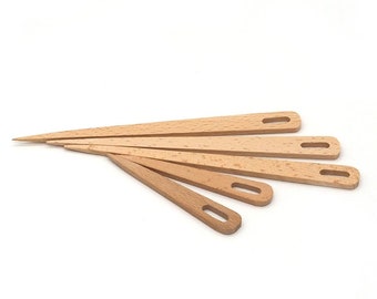 Wooden Weaving Needles 5 Pack, Tapestry Needles, Loom Weaving Tools, Large Eye Yarn Needles, Frame Loom & Rigid Heddle Weaving