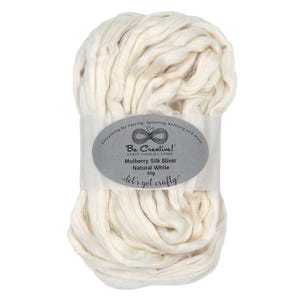 Mulberry Silk Sliver 50g – Natural White Fiber for Felting, Spinning, Dyeing, Soapmaking, Weaving, Paper Crafts – Soft Silk Roving