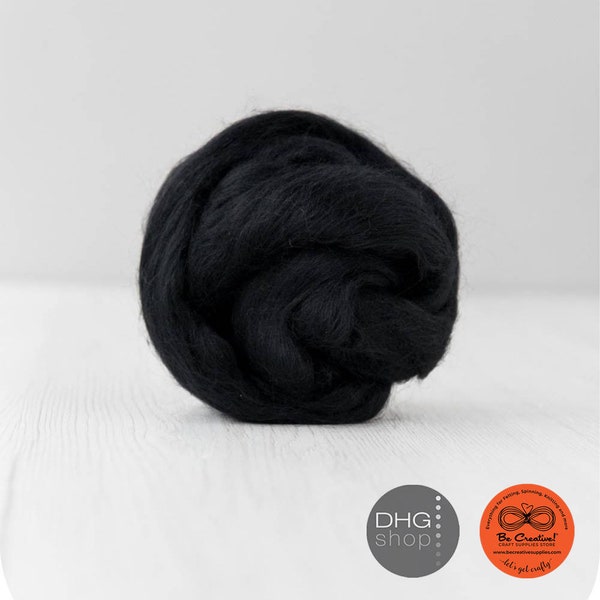 100g Extra Fine Merino Roving Wool Black for Wet Nuno Needle Felting Spinning Weaving Knitting