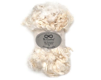 50g Silk Throwsters Natural White - Wet Felting - Nuno Felting - Spinning - Knitting - Stitching - Quilting