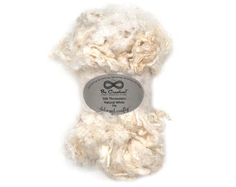 50g Lanzadores de Seda Blanco Natural - Fieltro Húmedo - Fieltro Nuno - Hilado - Tejer - Costura - Acolchado