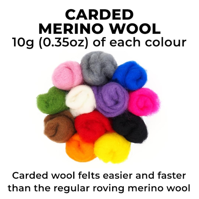Needle Felting Kit 12 Colors Carded Wool Needle Felting Etsy