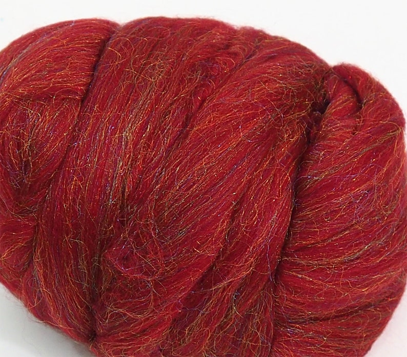 RUBY RED MERINO Dyed wool tops roving fibre 50g needle felting wool