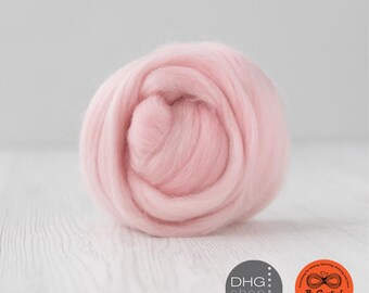 100g Extra Fine Merino Roving Wool Light Pink for Wet Nuno Needle Felting Spinning Weaving Knitting, Color Powder