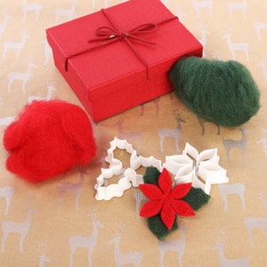 DIY Needle Felting Kit CHRISTMAS Flowers Decoration - Starter Kit - Kit For Beginners - Gift for Adults Kids Girls Women – Gift Craft Kit
