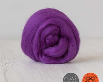 100g Extra Fine Merino Roving Wool Purple Violet Plum Lilac Iris for Wet Nuno Needle Felting Spinning Weaving Knitting, Theatre Color