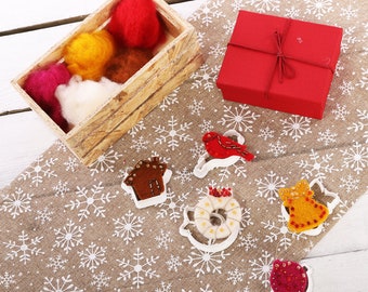 DIY Needle Felting Kit CHRISTMAS Ornaments Decoration - Starter Kit - Kit For Beginners - Gift for Adults Kids Girls Women – Gift Craft Kit