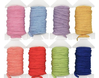 Ensemble de cordes en macramé de coton de 4 mm - Palette de lumière de 8 couleurs - Fournitures en macramé - Travail de nœud décoratif - Tissage - Tricot - Crochet